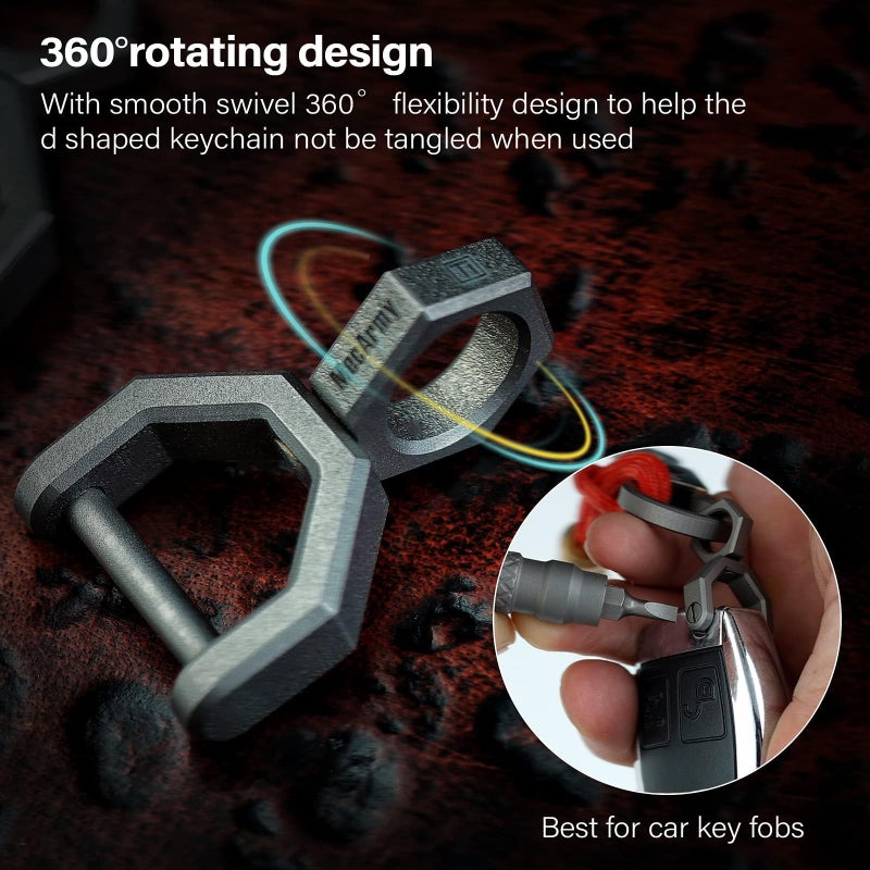 MecArmy Titanium rotatory D shape key ring, Utility Keyring with Screw Shackle, Car Key Tool Key Ring for Everyday Carry (Medium) - Image 3